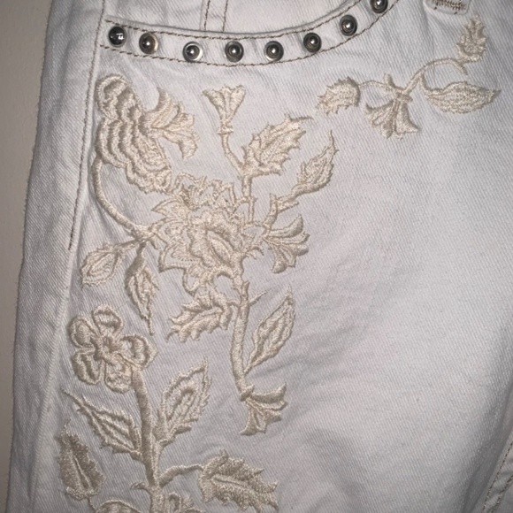 Isabel Marant Embroidered Studded Skinny Low Rise Cream Jeans 38 - Picture 9 of 14